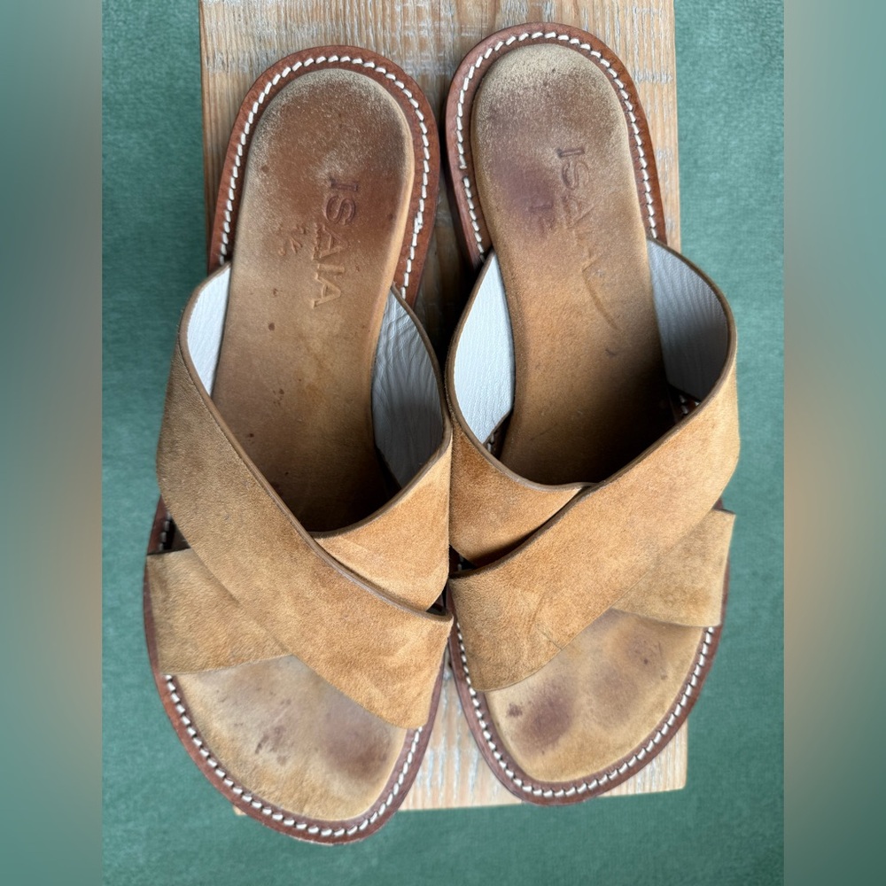 Men's ISAIA Napoli Brown Suede Handmade Criss Cross Slide Sandals EU 44

No Box - Picture 3 of 9